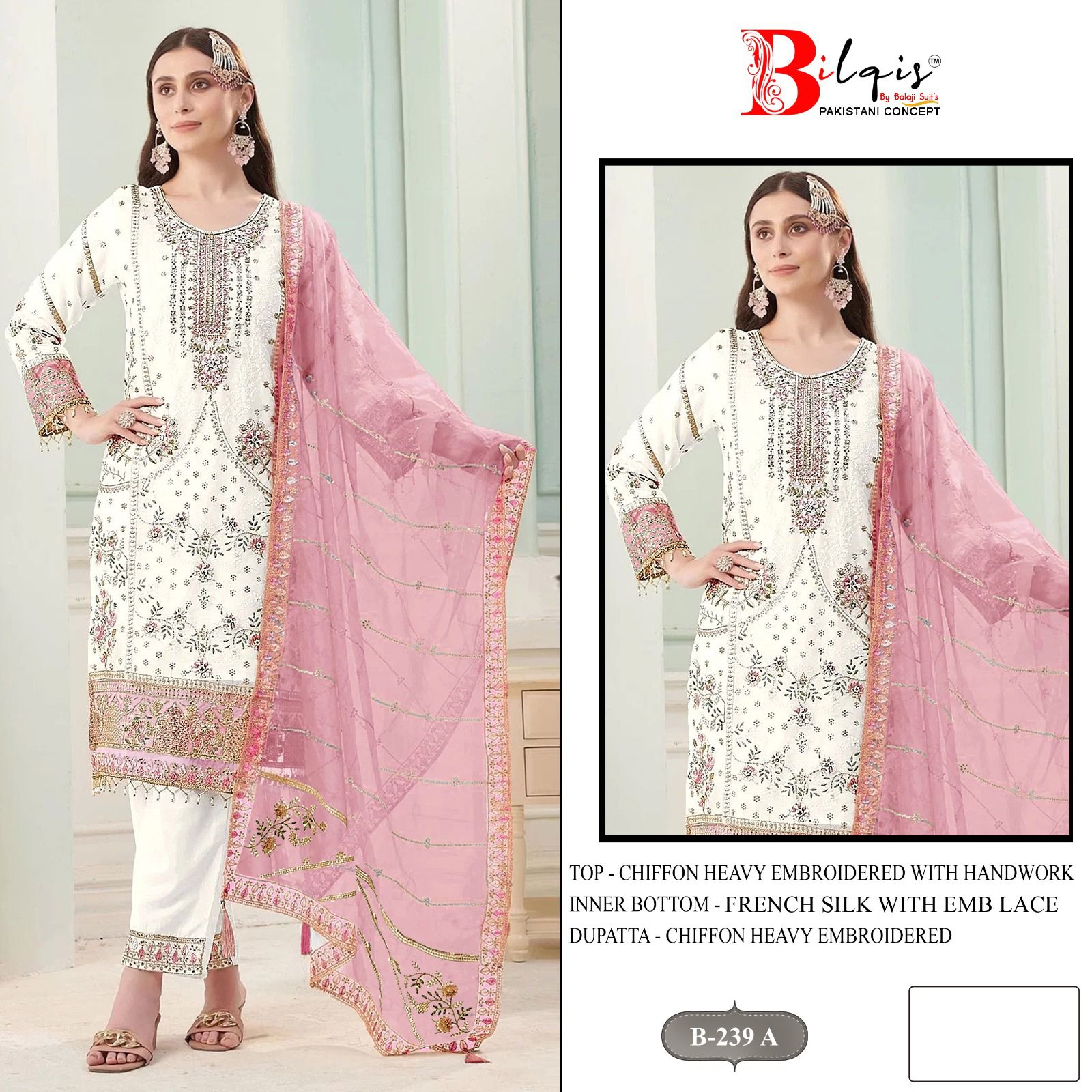 B 239 Bilqis Chiffon Pakistani Salwar Suits Exporter Gujarat