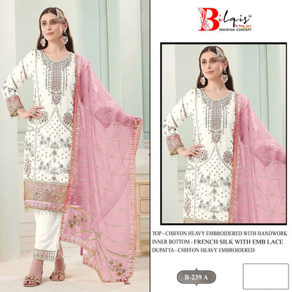 B 239 Bilqis Chiffon Pakistani Salwar Suits Exporter Gujarat