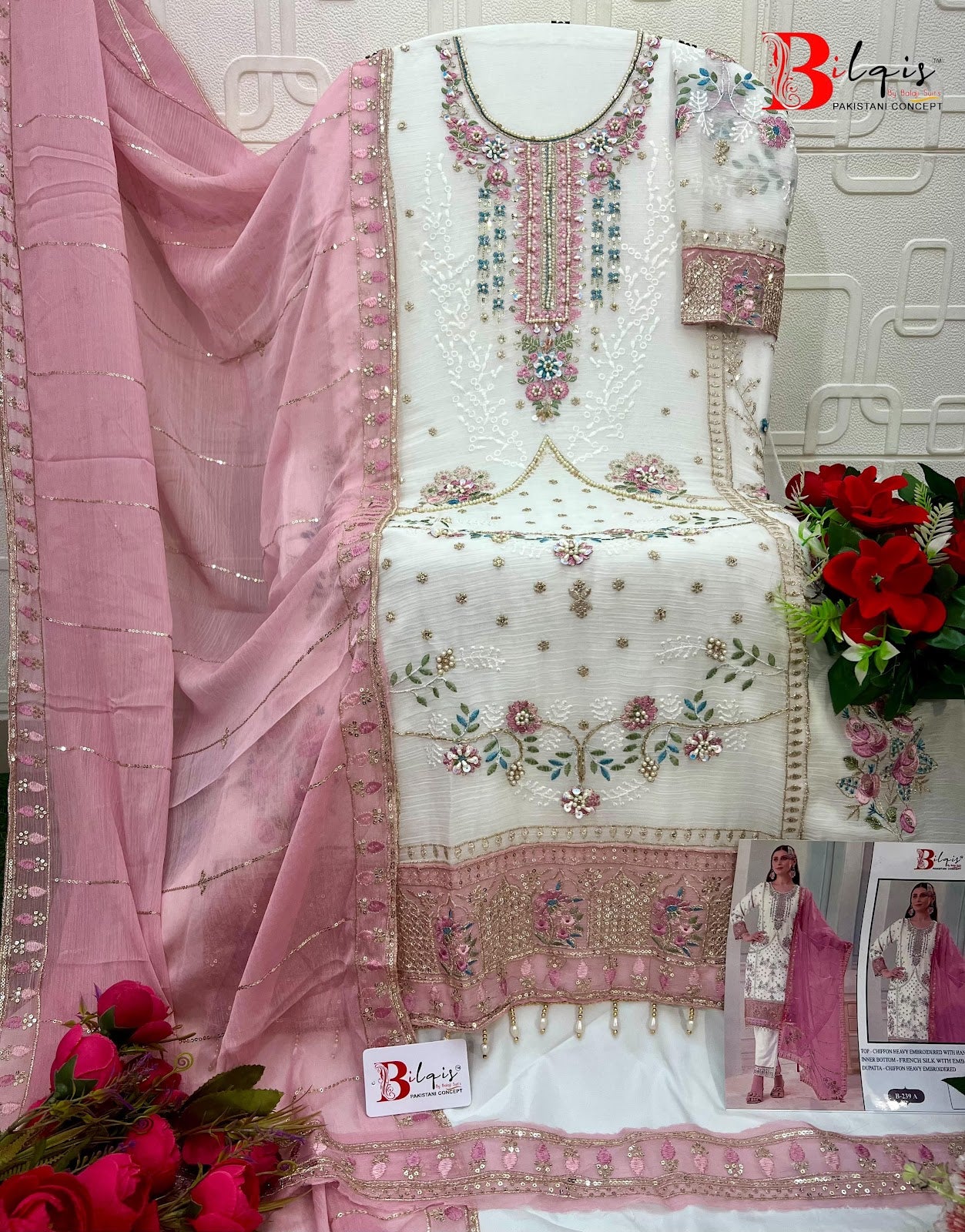 B 239 Bilqis Chiffon Pakistani Salwar Suits Exporter Gujarat