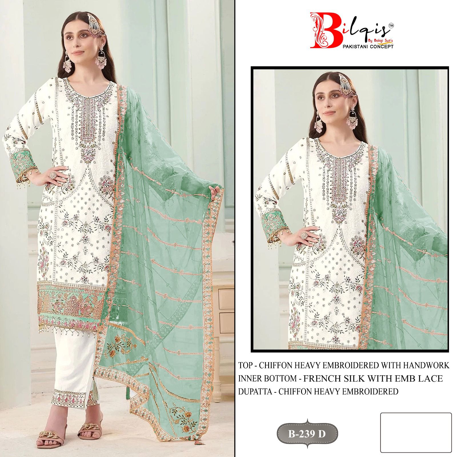 B 239 Bilqis Chiffon Pakistani Salwar Suits Exporter Gujarat