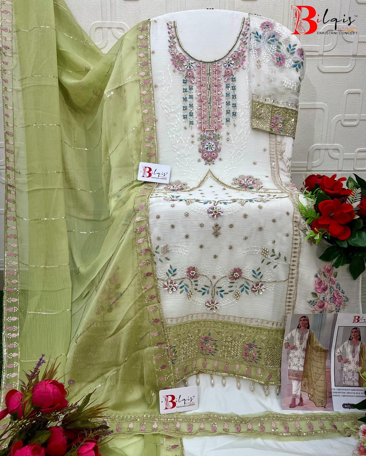 B 239 Bilqis Chiffon Pakistani Salwar Suits Exporter Gujarat