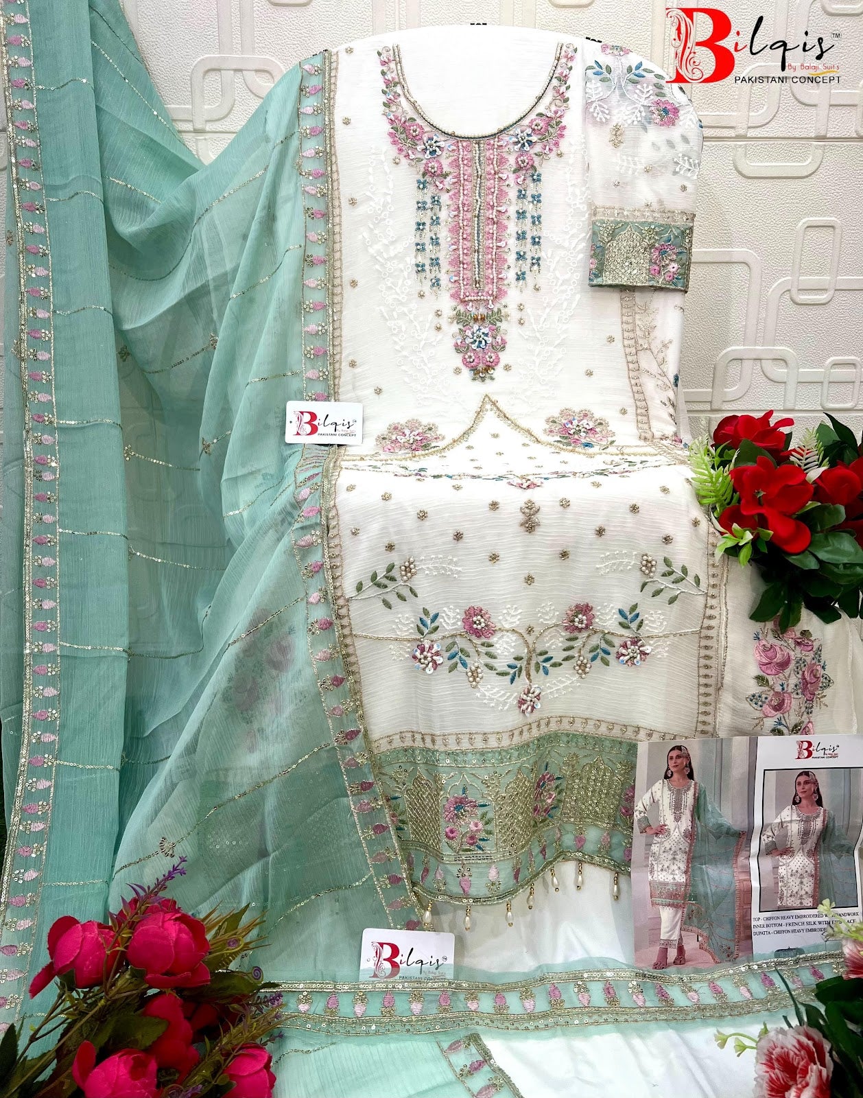B 239 Bilqis Chiffon Pakistani Salwar Suits Exporter Gujarat