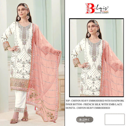 B 239 Bilqis Chiffon Pakistani Salwar Suits Exporter Gujarat