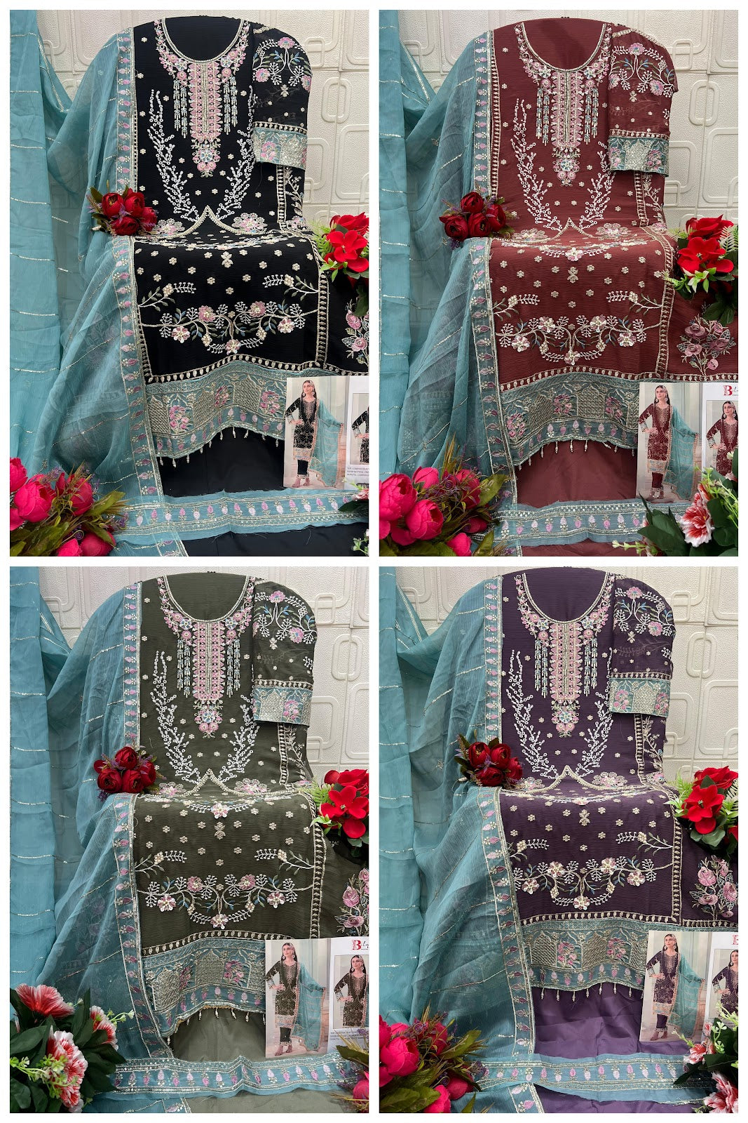 B 239 E To H Bilqis Chiffon Pakistani Salwar Suits Manufacturer Gujarat