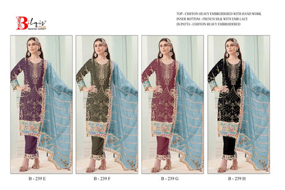 B 239 E To H Bilqis Chiffon Pakistani Salwar Suits Manufacturer Gujarat