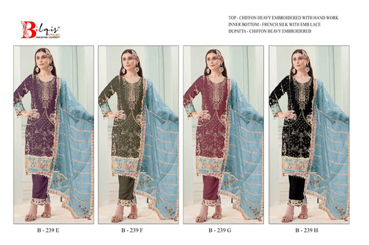 B 239 E To H Bilqis Chiffon Pakistani Salwar Suits Manufacturer Gujarat