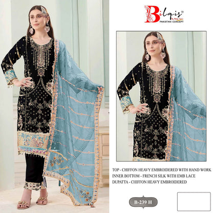 B 239 E To H Bilqis Chiffon Pakistani Salwar Suits Manufacturer Gujarat