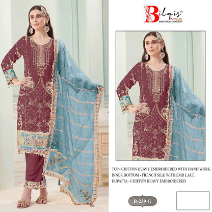 B 239 E To H Bilqis Chiffon Pakistani Salwar Suits Manufacturer Gujarat