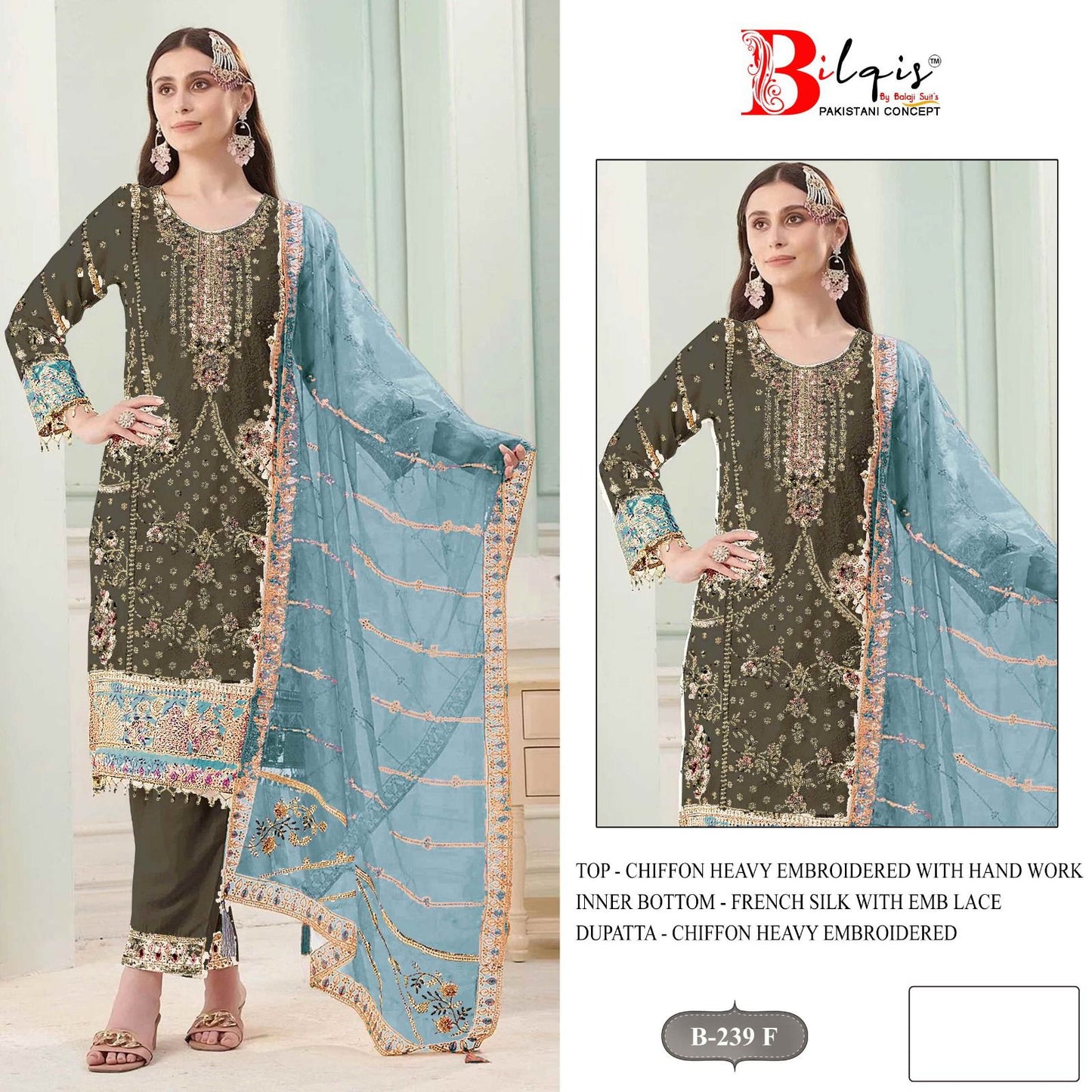B 239 E To H Bilqis Chiffon Pakistani Salwar Suits Manufacturer Gujarat