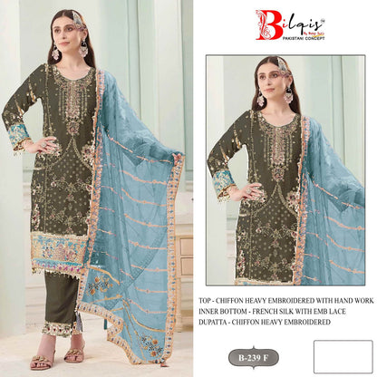 B 239 E To H Bilqis Chiffon Pakistani Salwar Suits Manufacturer Gujarat