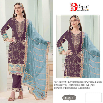 B 239 E To H Bilqis Chiffon Pakistani Salwar Suits Manufacturer Gujarat