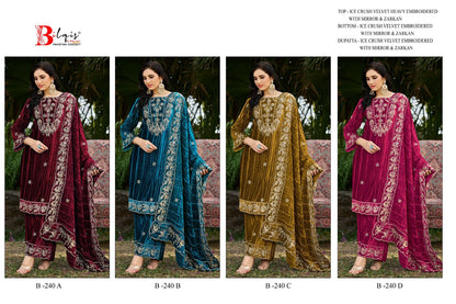 B 240 Bilqis Velvet Suits Supplier India