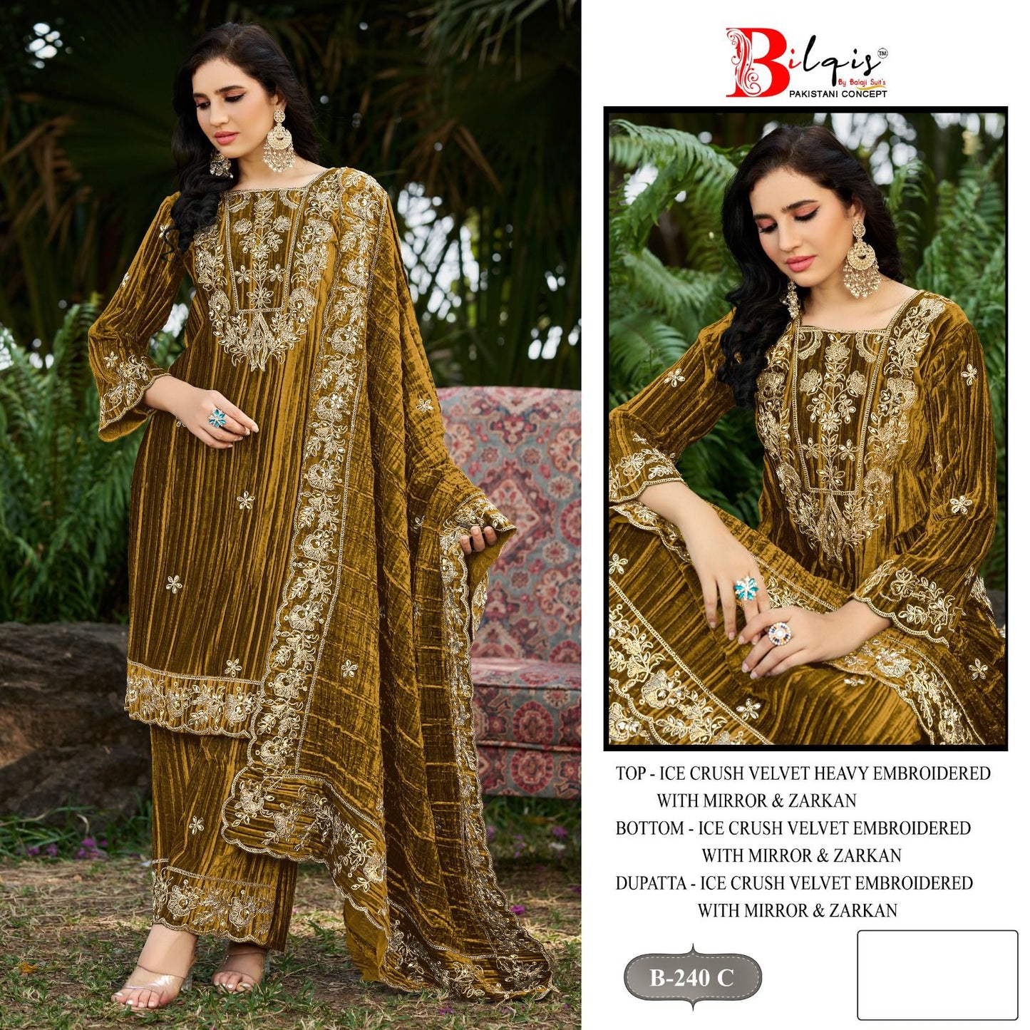 B 240 Bilqis Velvet Suits Supplier India