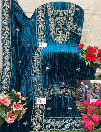 B 240 Bilqis Velvet Suits Supplier India