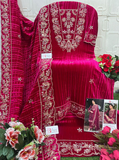 B 240 Bilqis Velvet Suits Supplier India