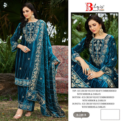 B 240 Bilqis Velvet Suits Supplier India