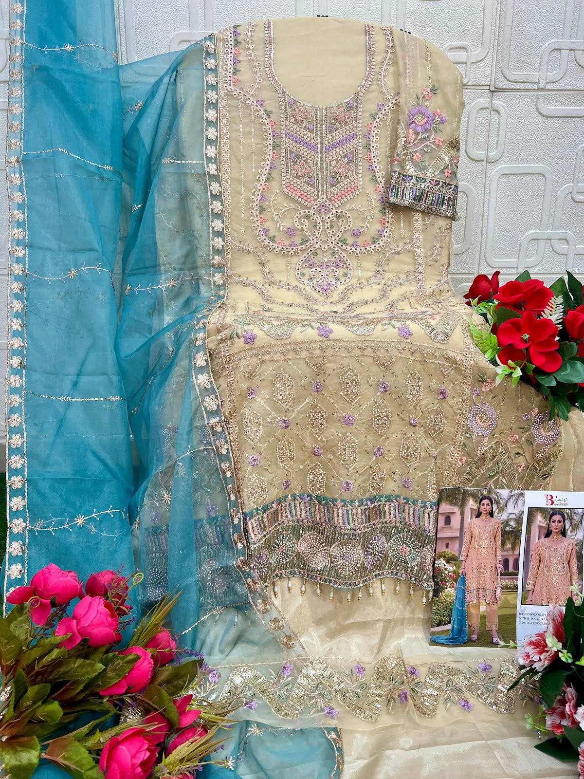 B 241 E To G Bilqis Organza Pakistani Salwar Suits Exporter Gujarat