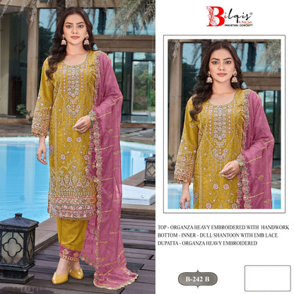 B 242 Bilqis Organza Pakistani Salwar Suits Manufacturer