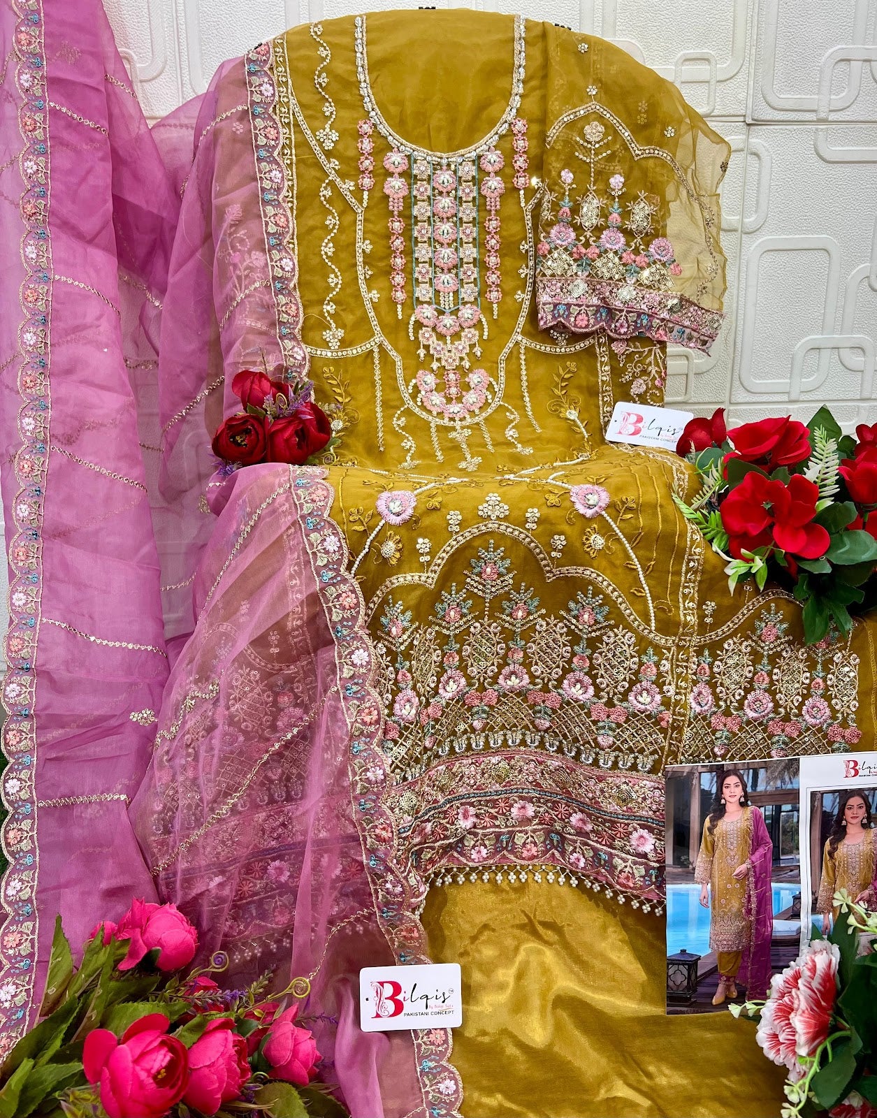 B 242 Bilqis Organza Pakistani Salwar Suits Manufacturer