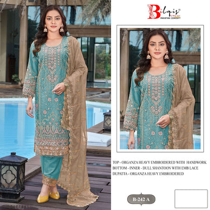 B 242 Bilqis Organza Pakistani Salwar Suits Manufacturer