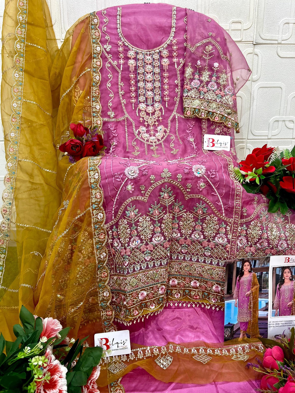 B 242 Bilqis Organza Pakistani Salwar Suits Manufacturer