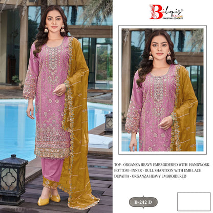 B 242 Bilqis Organza Pakistani Salwar Suits Manufacturer