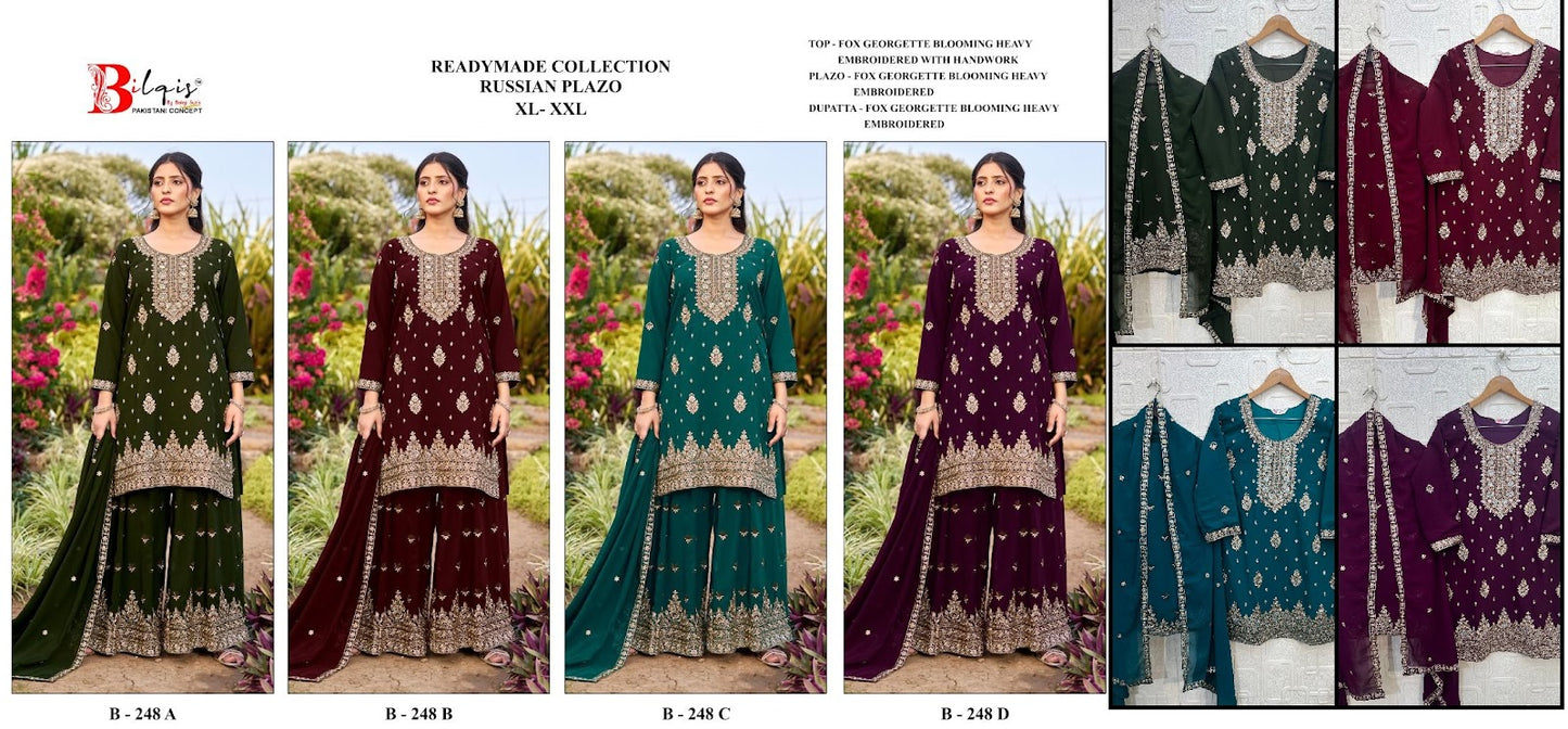 B 248 Bilqis Fox Georgette Pakistani Readymade Suits Wholesaler Gujarat