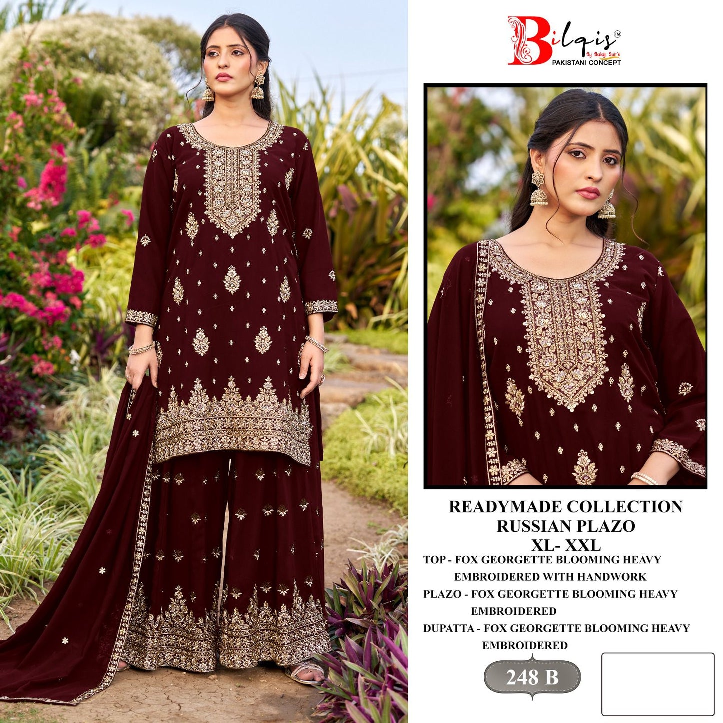 B 248 Bilqis Fox Georgette Pakistani Readymade Suits Wholesaler Gujarat