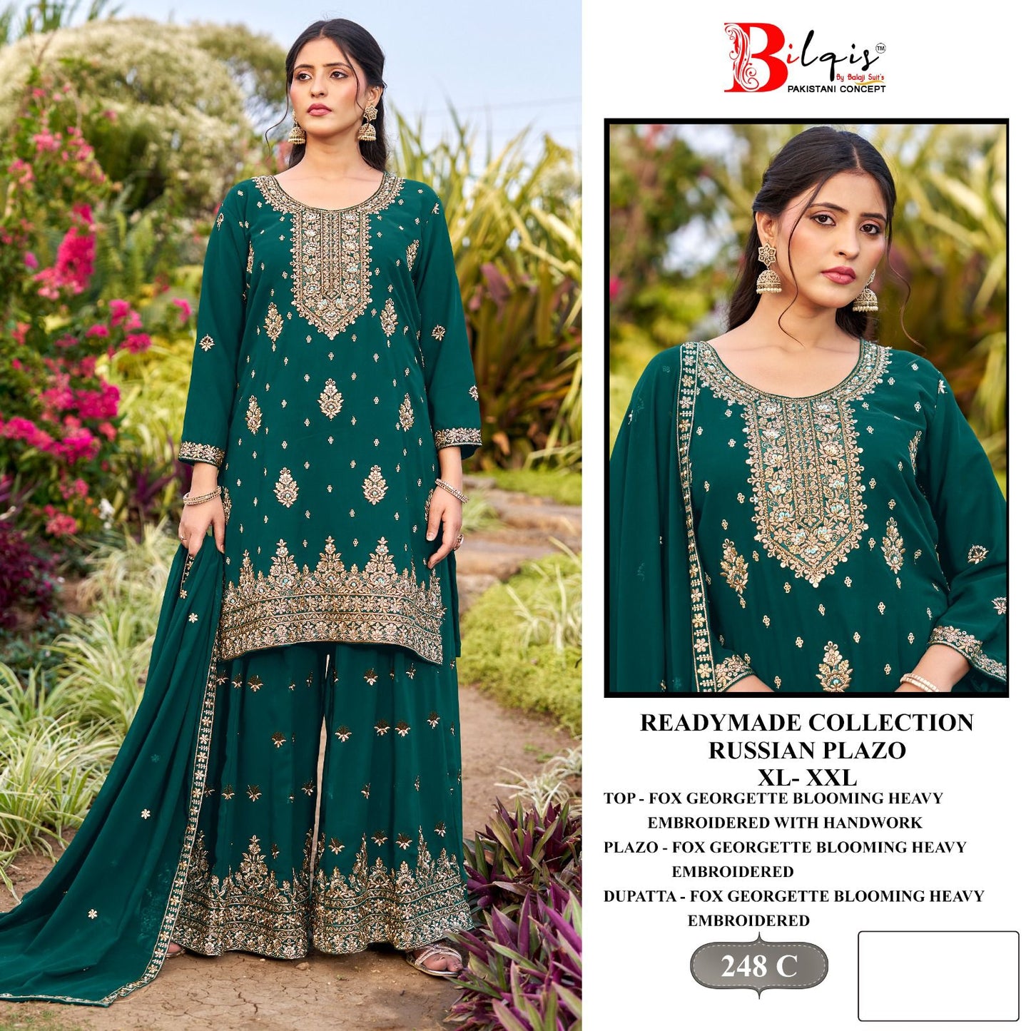 B 248 Bilqis Fox Georgette Pakistani Readymade Suits Wholesaler Gujarat
