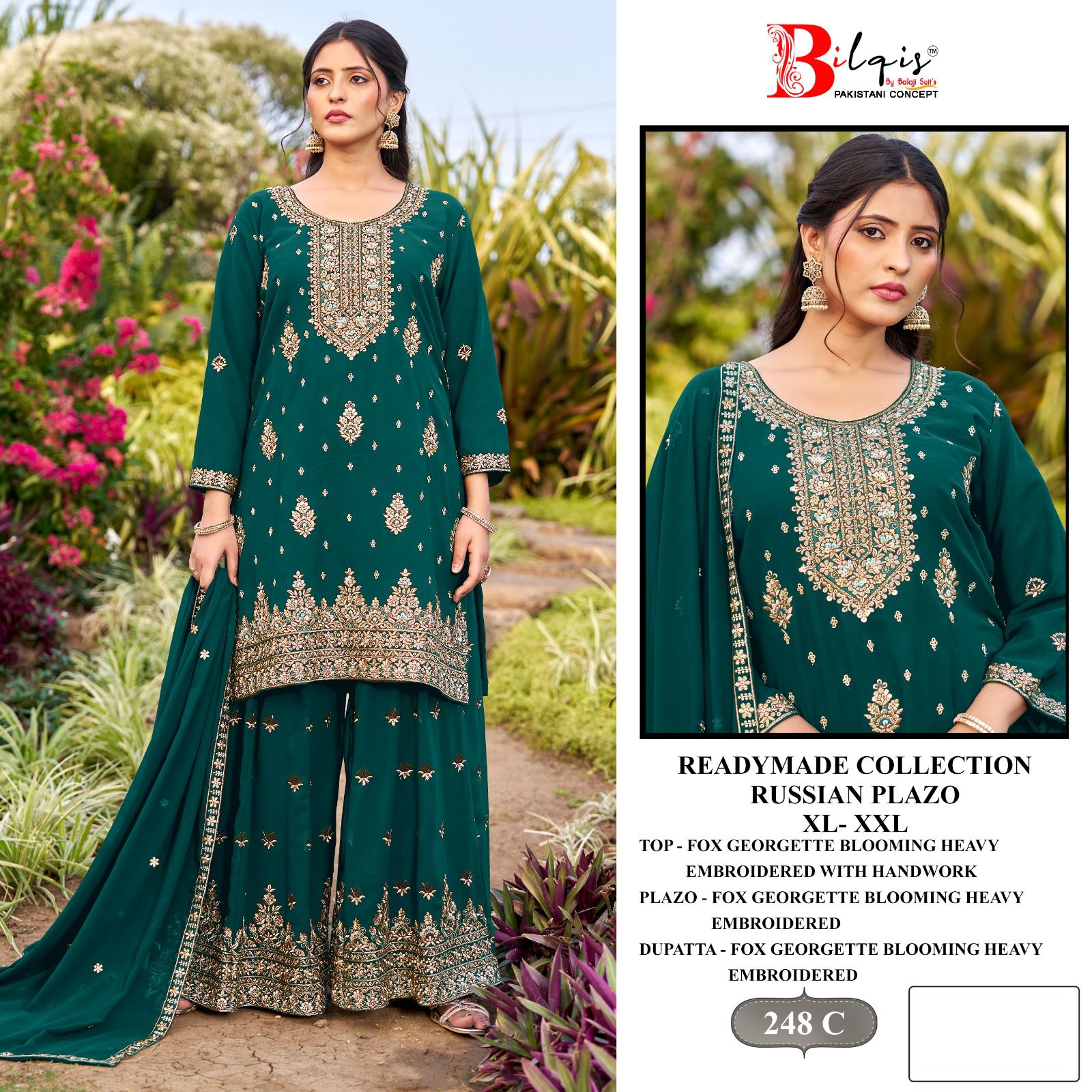 B 248 Bilqis Fox Georgette Pakistani Readymade Suits Wholesaler Gujarat