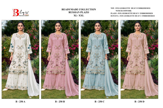 B 250 Bilqis Fox Georgette Pakistani Readymade Suits Manufacturer