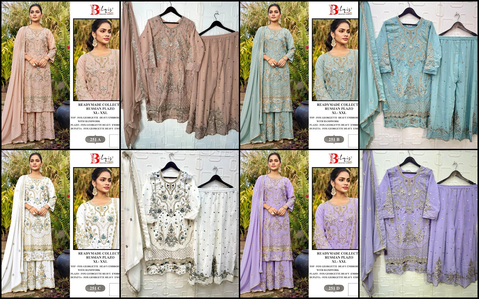B 251 Bilqis Fox Georgette Pakistani Readymade Suits Wholesaler