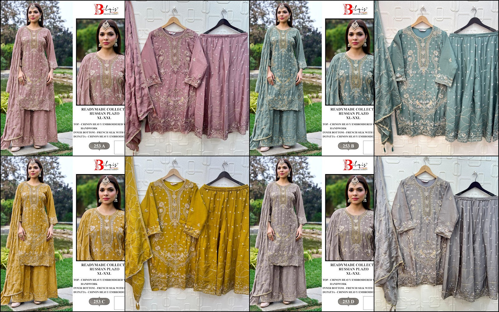 B 253 Bilqis Chinon Pakistani Readymade Suits Wholesale