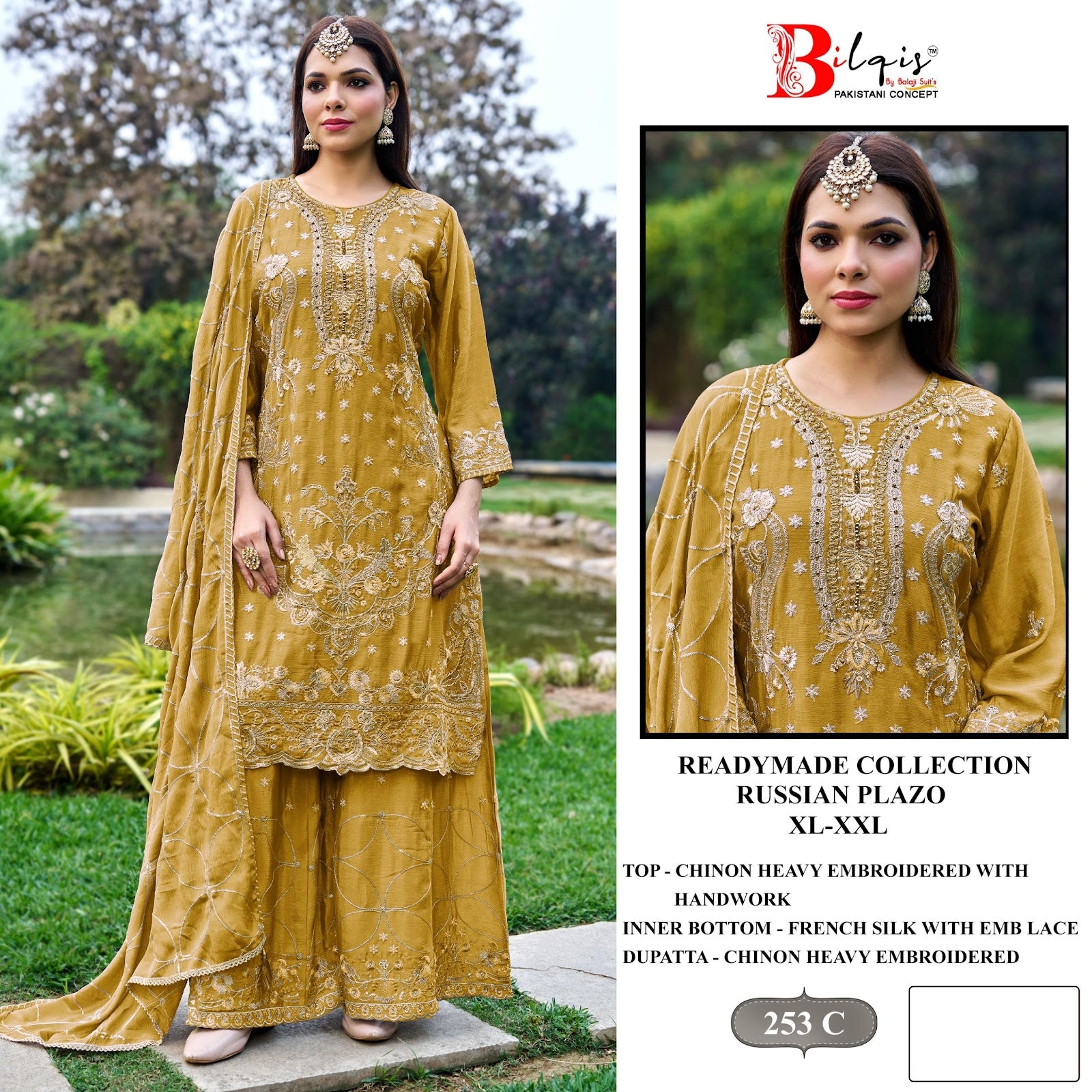 B 253 Bilqis Chinon Pakistani Readymade Suits Wholesale