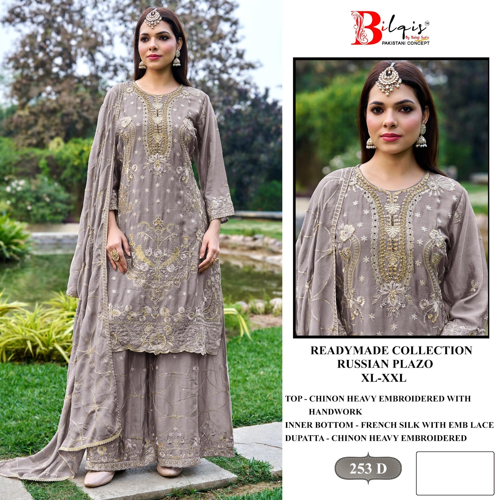 B 253 Bilqis Chinon Pakistani Readymade Suits Wholesale