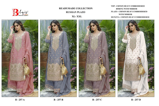 B 257 Bilqis Chinon Pakistani Readymade Suits Wholesale Price