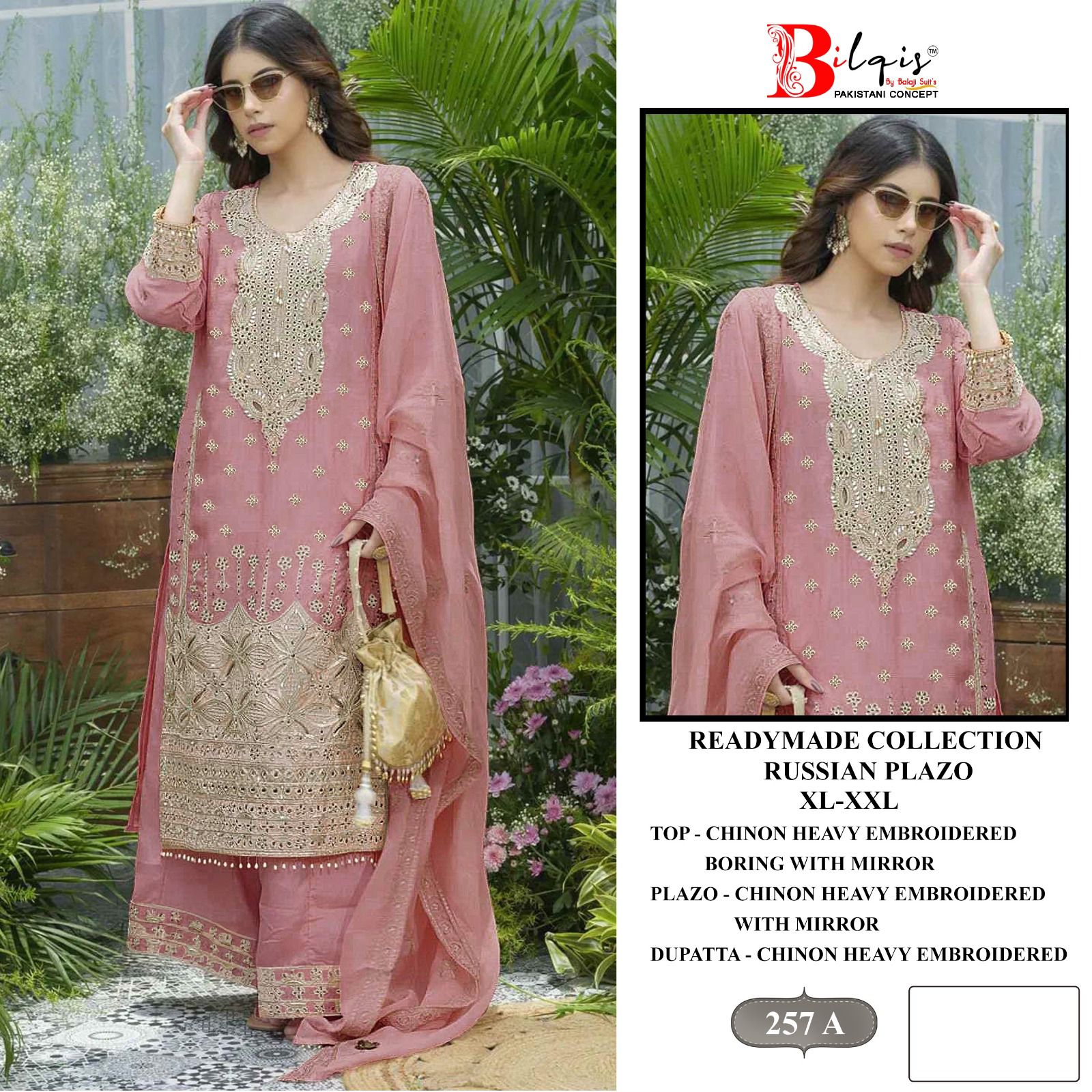 B 257 Bilqis Chinon Pakistani Readymade Suits Wholesale Price