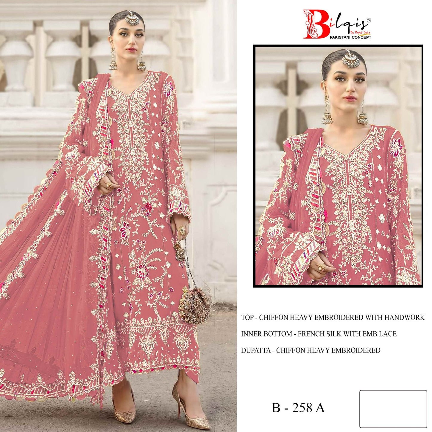 B 258 Bilqis Chiffon Pakistani Salwar Suits Exporter Ahmedabad