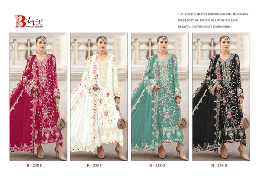 B 258 E To H Bilqis Chiffon Pakistani Salwar Suits Exporter Gujarat