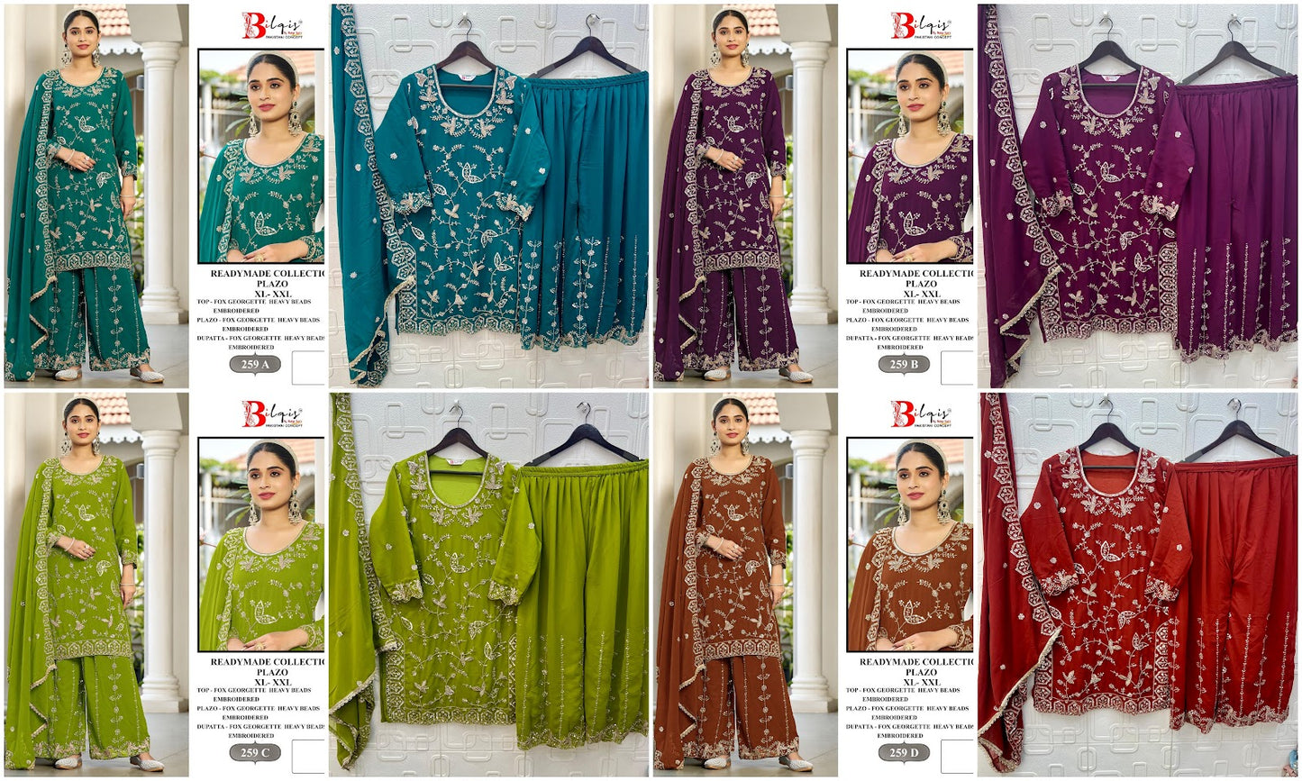 B 259 Bilqis Fox Georgette Pakistani Readymade Suits Wholesale Price