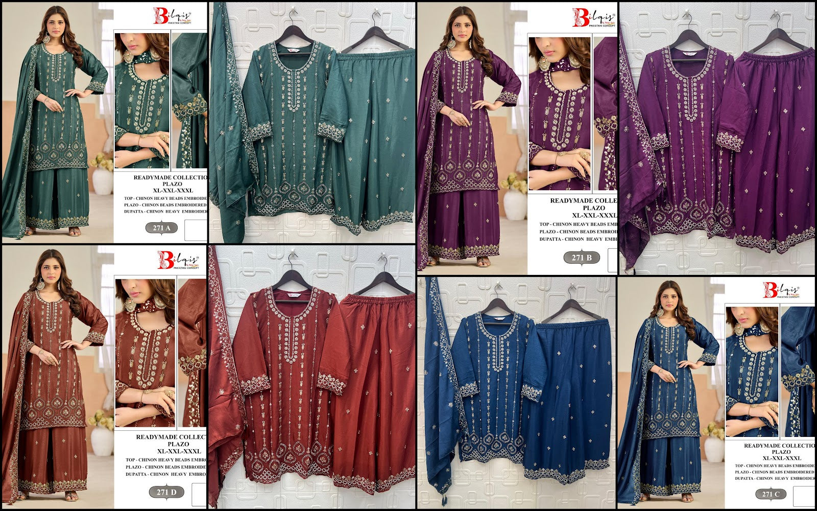 B 271 Bilqis Chinon Pakistani Readymade Suits Wholesaler Ahmedabad