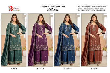 B 271 Bilqis Chinon Pakistani Readymade Suits Wholesaler Ahmedabad