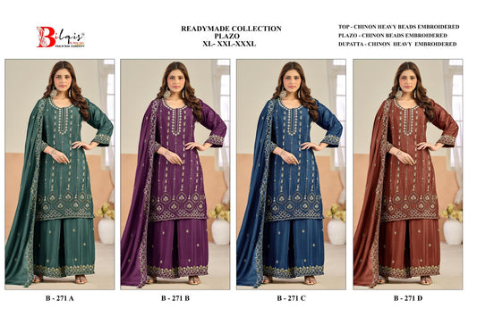 B 271 Bilqis Chinon Pakistani Readymade Suits Wholesaler Ahmedabad