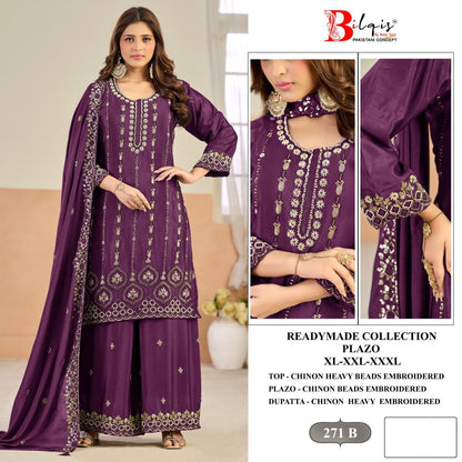 B 271 Bilqis Chinon Pakistani Readymade Suits Wholesaler Ahmedabad