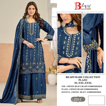 B 271 Bilqis Chinon Pakistani Readymade Suits Wholesaler Ahmedabad