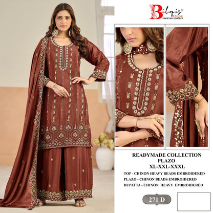B 271 Bilqis Chinon Pakistani Readymade Suits Wholesaler Ahmedabad