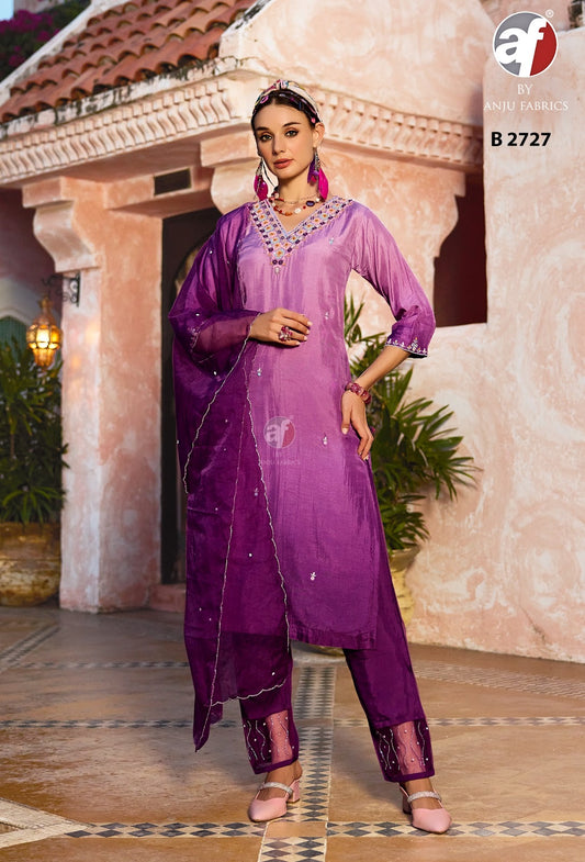 B 2727 Af Dola Silk Readymade Pant Style Suits Supplier India