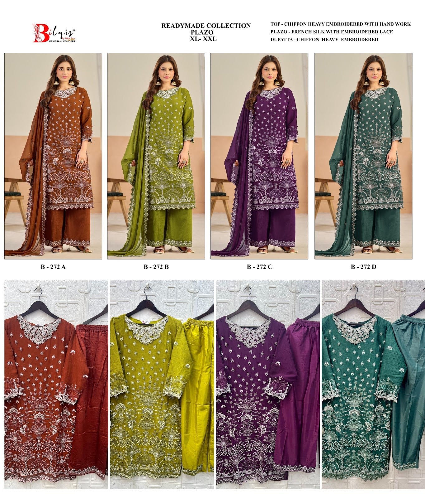 B 272 Bilqis Chiffon Pakistani Readymade Suits Manufacturer India