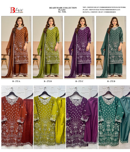 B 272 Bilqis Chiffon Pakistani Readymade Suits Manufacturer India