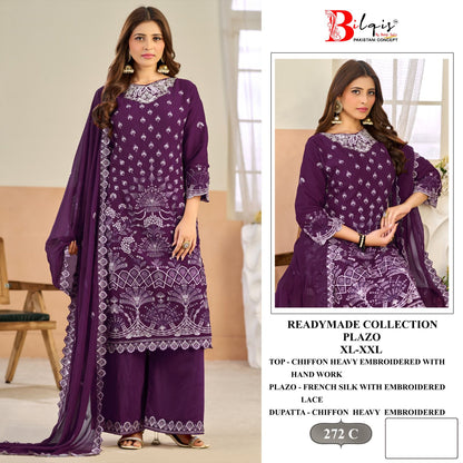 B 272 Bilqis Chiffon Pakistani Readymade Suits Manufacturer India
